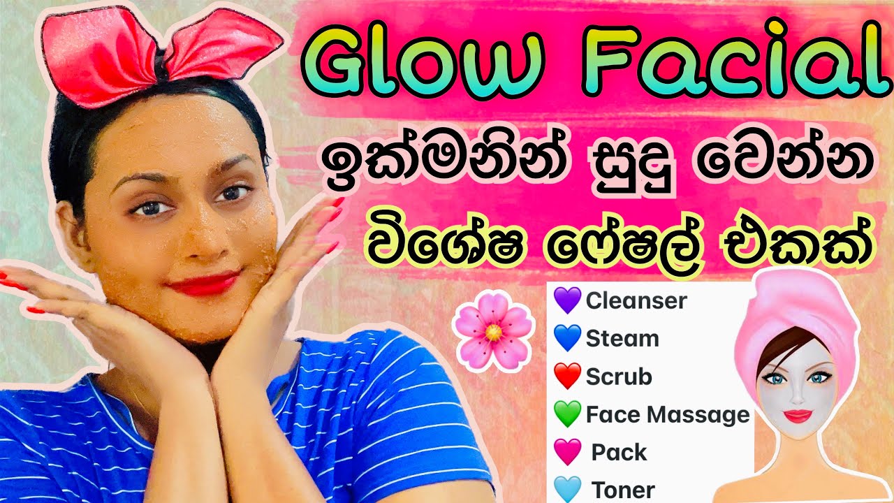 Jauna moteris su rožine galvos juosta ir veido kauke, šalia odos priežiūros žingsnių sąrašas.