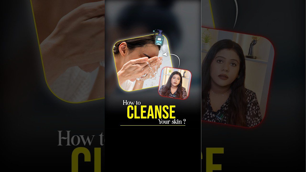 Moteris plauna veidą vandeniu, šalia kosmetologės paaiškinimas apie odos valymą