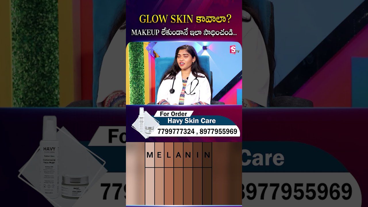 Moteris su baltu medicininiu chalatu ir stetoskopu, odos atspalvių paletė ir reklaminis tekstas apie odos priežiūrą