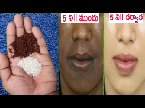 Rankoje druska ir kavos tirščiai, šalia prieš ir po lūpų odos išvaizdos transformacija.